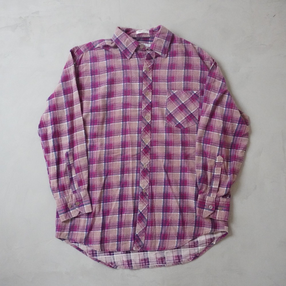 Northwest Territory Flannel Shirt Medium Mens Purple Plaid Long Sleeve Cotton